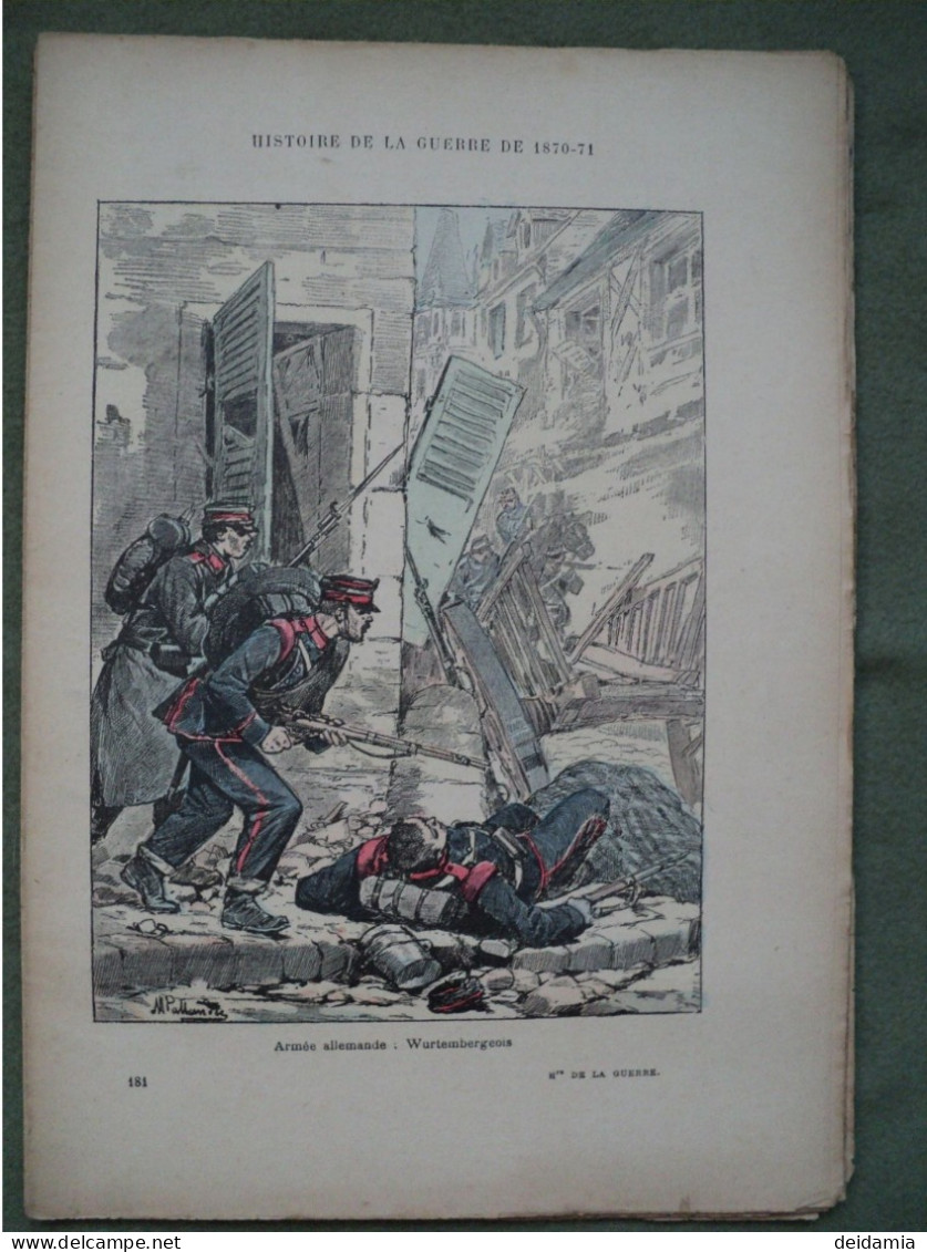 LOT DE 13 FASCICULES HISTOIRE DE GUERRE 1870 / 71. FIN XIX° ILLUSTRATIONS DE MAURICE PALLANDRES. N° 166 / 171 / 176 / 18 - Véhicules