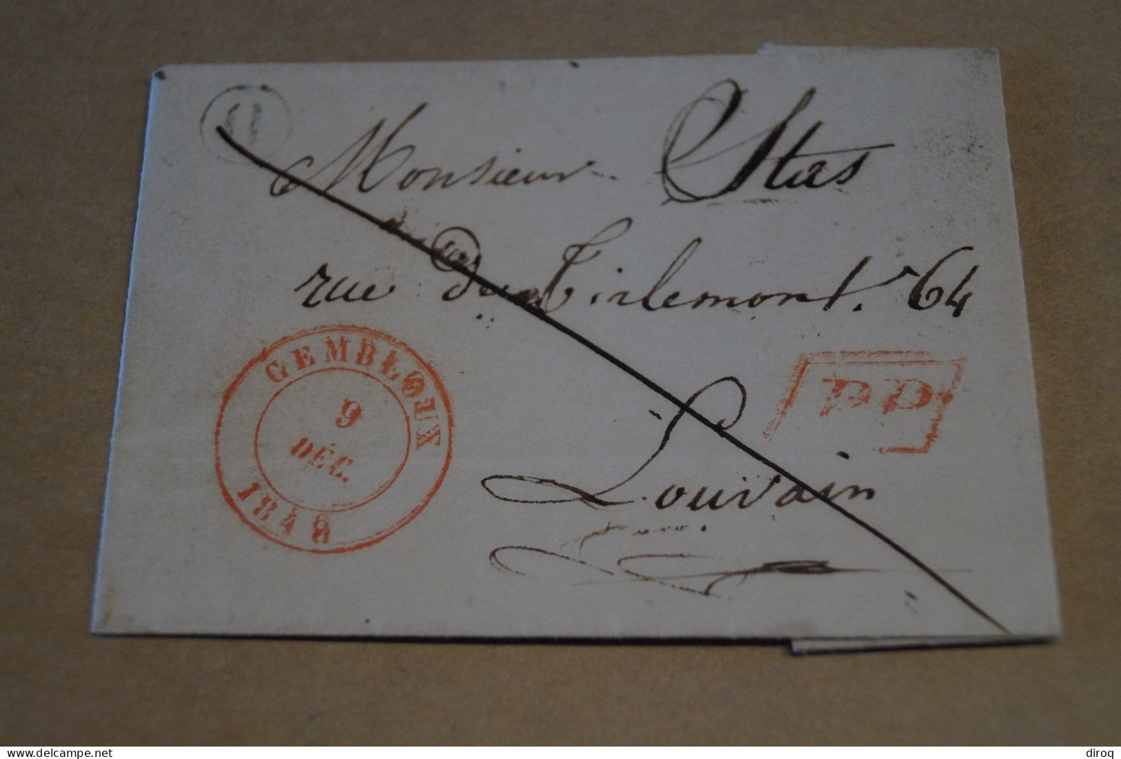 Bel Envoi,très Belle Oblitération Gembloux  Et Louvain 1848 + Cachet De Cire - Lineari