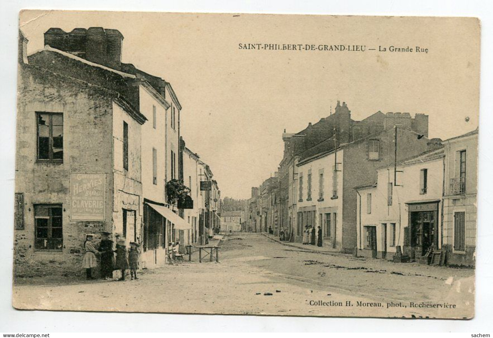 44 DEP 593 ST SAINT PHILBERT De GRAND LIEU Fillettes La Grande Rue Commerces Publicités Mur  1932 écrite Timbrée - Saint-Philbert-de-Grand-Lieu