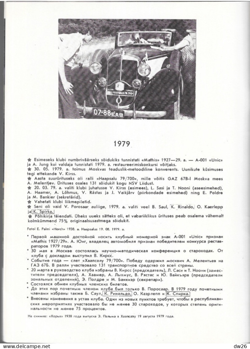 Ühingu Autom Kesknoukogu Klubi UNIC - Tallinn (Estonie 1985) Revue Association Estonienne Automobile