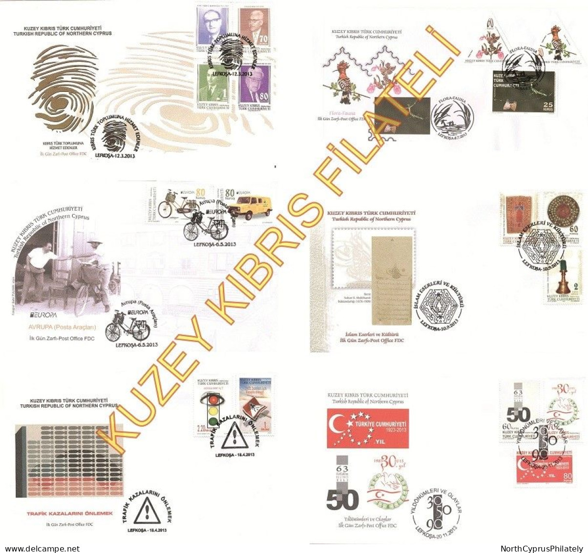 2013 TURKISH CYPRUS ZYPERN CHYPRE "Complete Year Of FDC's" FDC - Briefe U. Dokumente