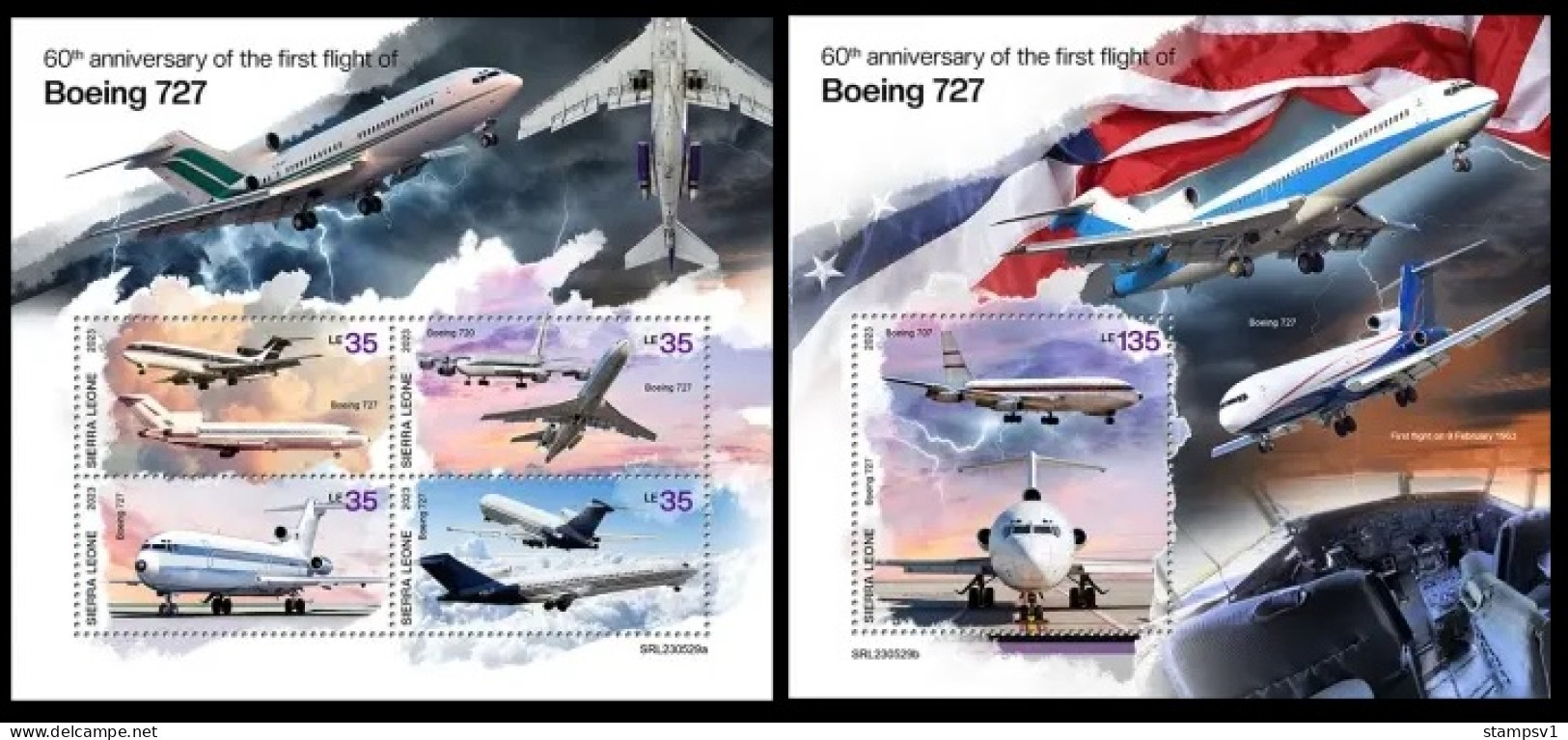 Sierra Leone  2023 60th Anniversary Of The First Flight Of The Boeing 727. (529) OFFICIAL ISSUE - Airplanes