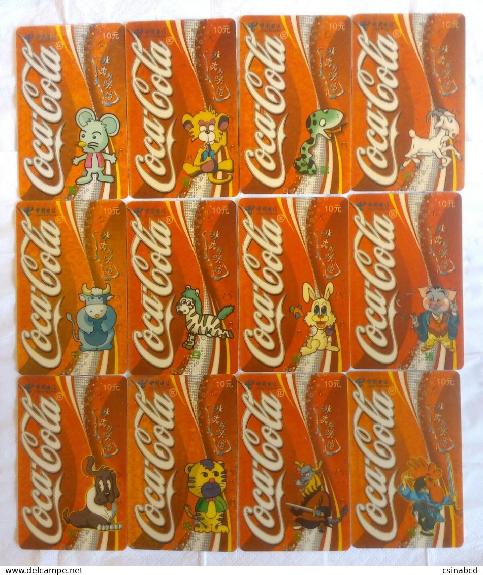 PHONECARD - China Coca Cola Set Of 12 Zodiac Phonecards - Cina