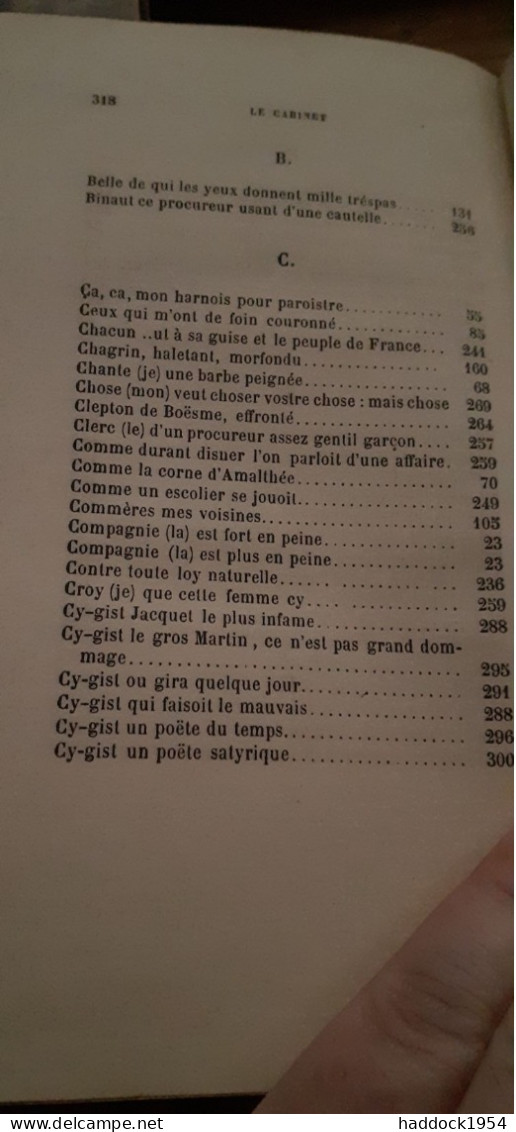 Le Cabinet Satyrique Ou Recueil Parfaict Des Vers Piquans Et Gaillards Tome Second Claudin 1859 - Auteurs Français