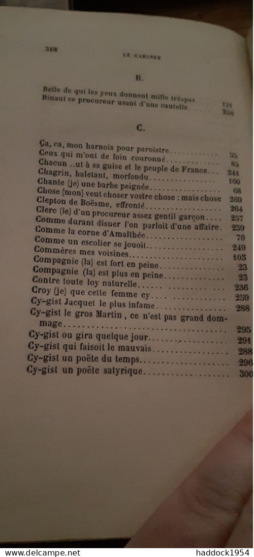 Le Cabinet Satyrique Ou Recueil Parfaict Des Vers Piquans Et Gaillards Tome Second Claudin 1859 - Autores Franceses