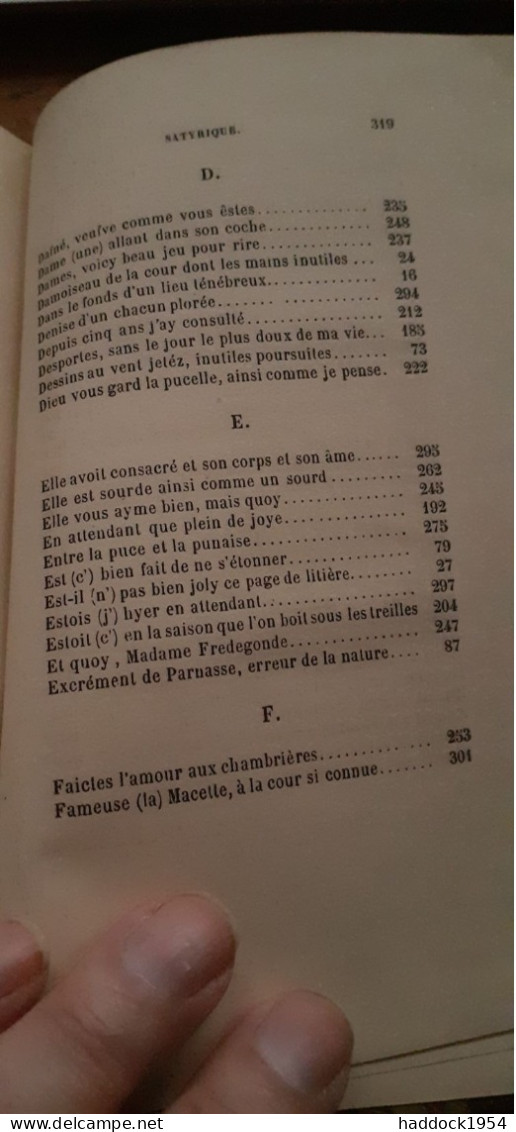Le Cabinet Satyrique Ou Recueil Parfaict Des Vers Piquans Et Gaillards Tome Second Claudin 1859 - Französische Autoren