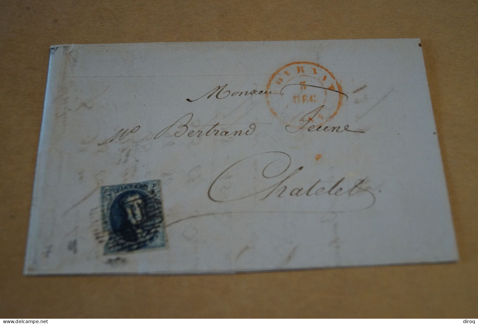 Bel Envoi,très Belle Oblitération Poste N° 120,Châtelineau Et Tournai 1851 - Postmarks - Lines: Distributions