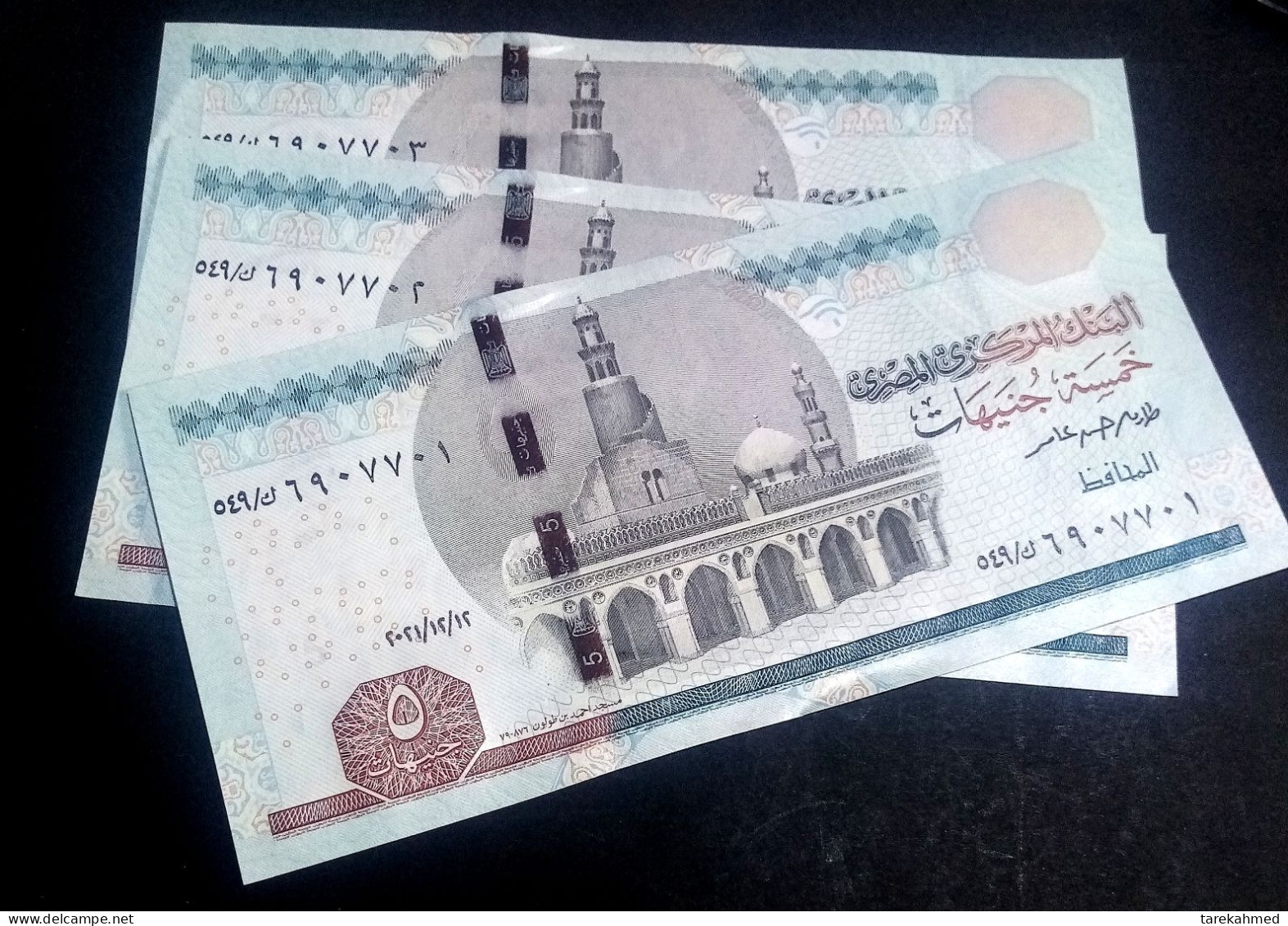 Égypt 2021 - 3 Consecutive 5 Pounds  Notes - P 72k.1 - UNC - Egypte