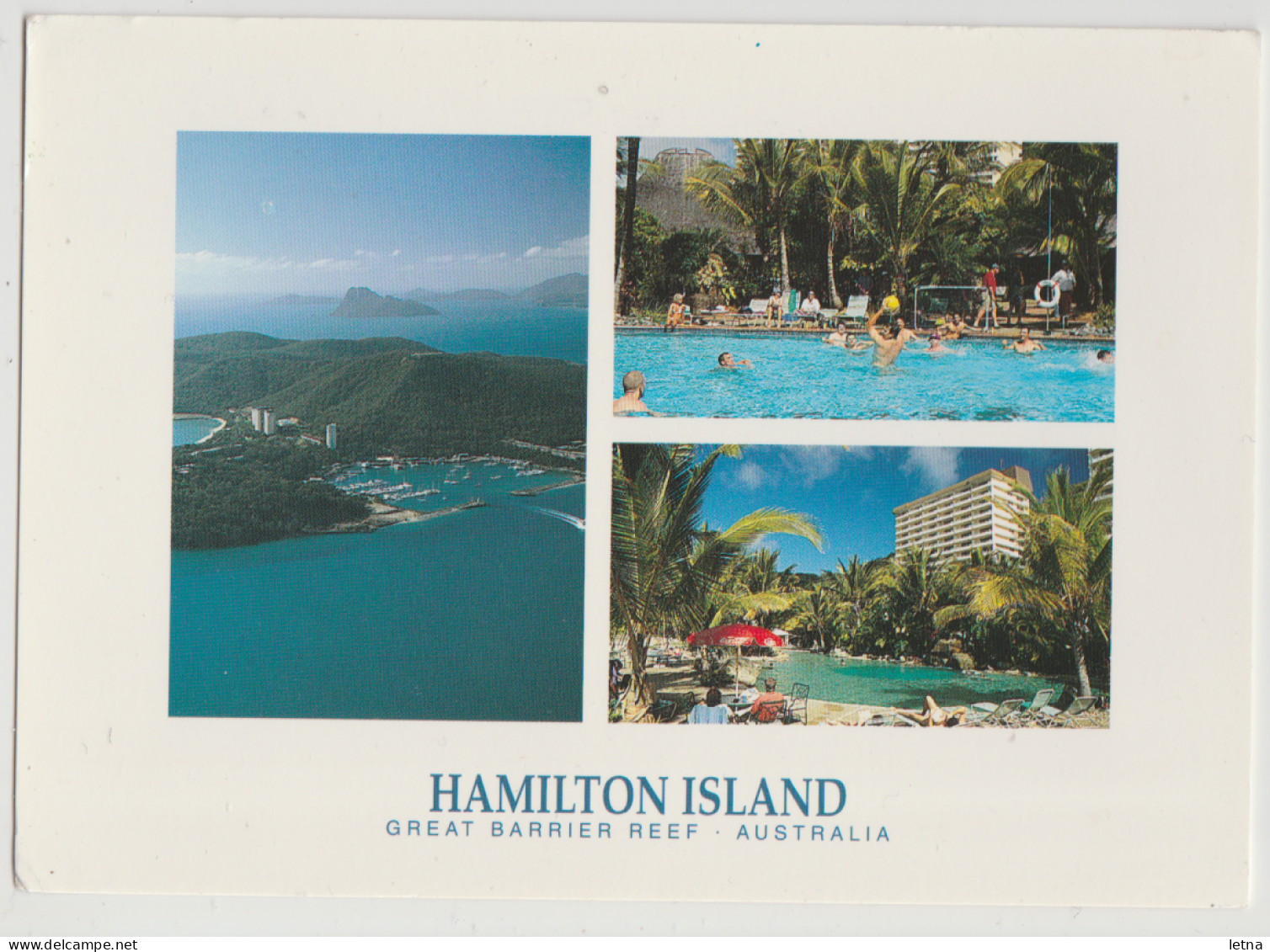 Australia QUEENSLAND QLD Multiviews HAMILTON ISLAND Nucolorvue 17WS185 Postcard 2002 Pmk & 45c Stamp - Mackay / Whitsundays