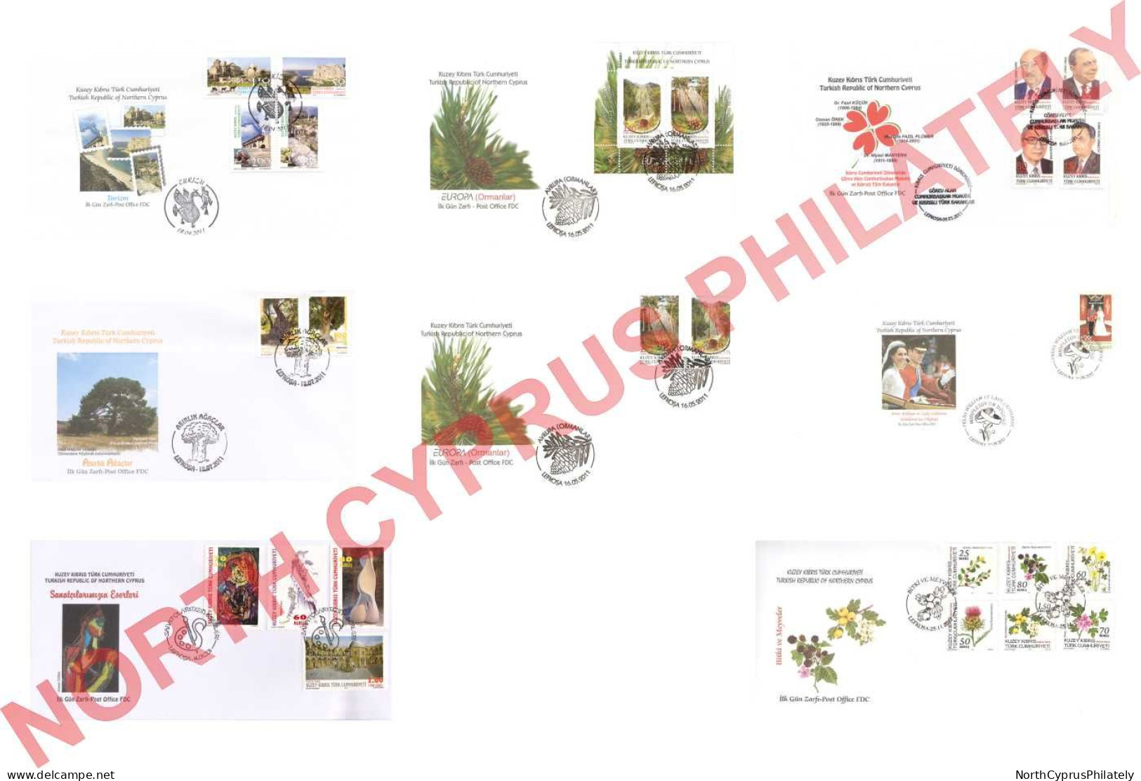 2011 TURKISH CYPRUS ZYPERN CIPRO CHYPRE "Complete Year Set Of FDC's" FDC - Cartas & Documentos