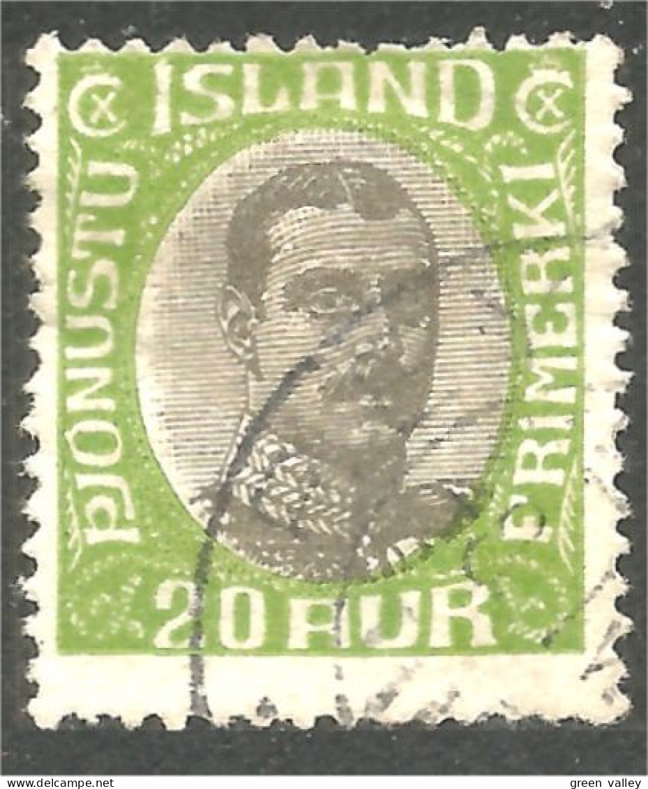 496 Iceland Official Service 1920 Christian X 20 Aur ( (ISL-353) - Dienstmarken