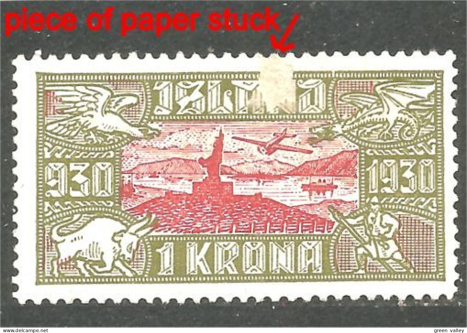 496 Iceland 1930 Millenium Parliament 1 Krona MH * Neuf (ISL-351) - Unused Stamps