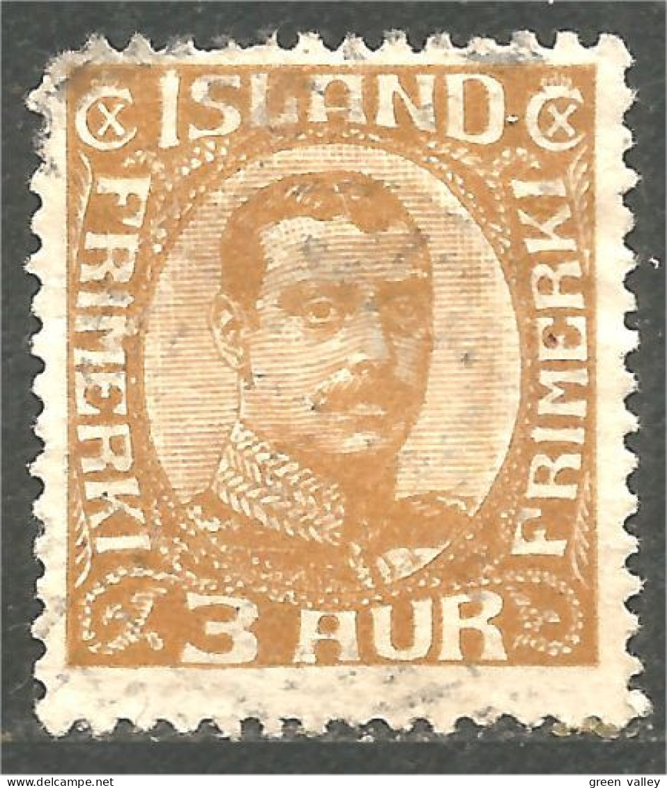 496 Iceland 1920 Christian X 3 Aur (ISL-347) - Usados