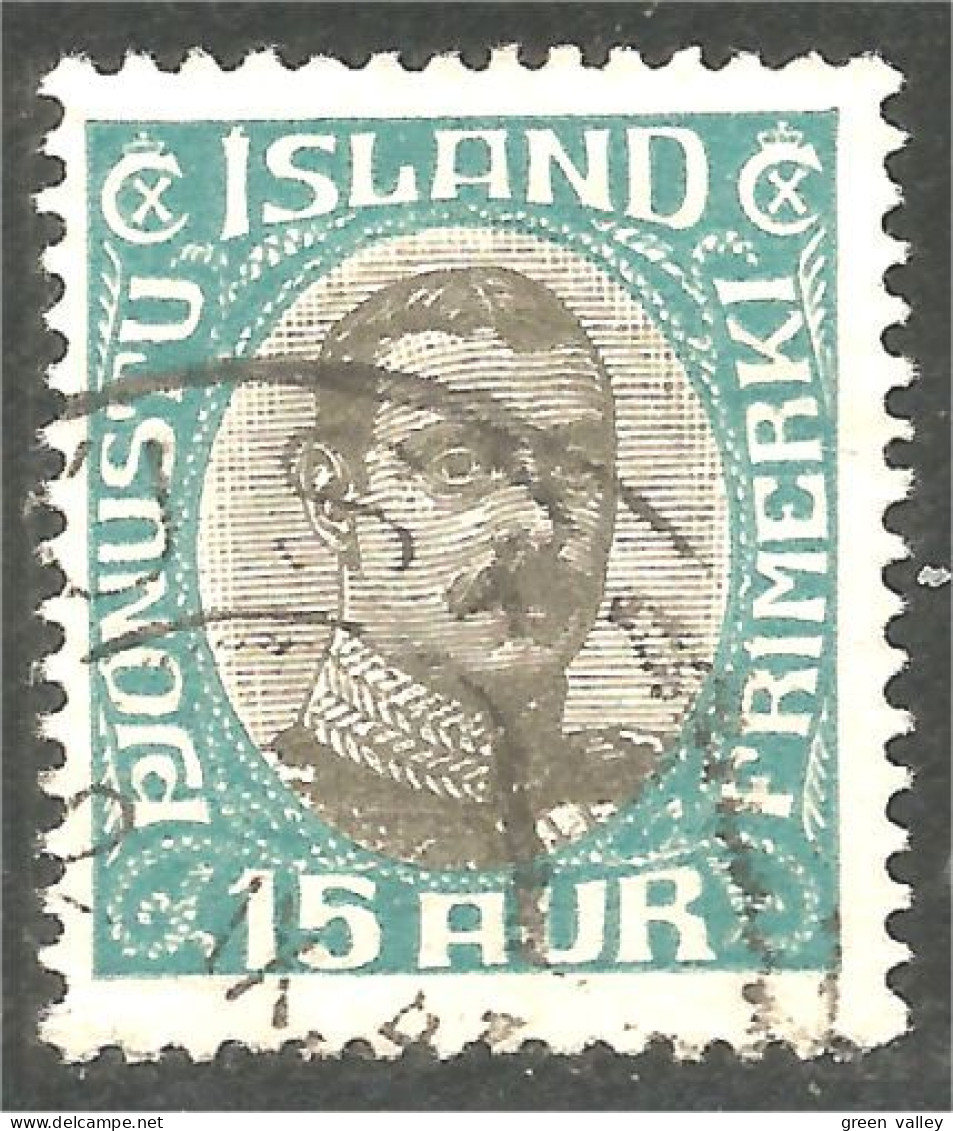 496 Iceland Official Service 1920 Christian X 15 Aur (ISL-358) - Servizio