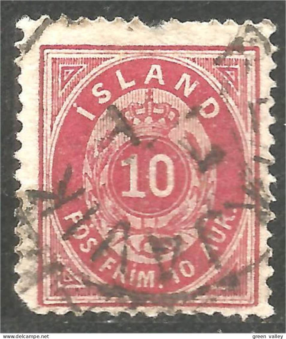 496 Iceland 1876 10 Aur Carmin Carmine (ISL-333) - Oblitérés