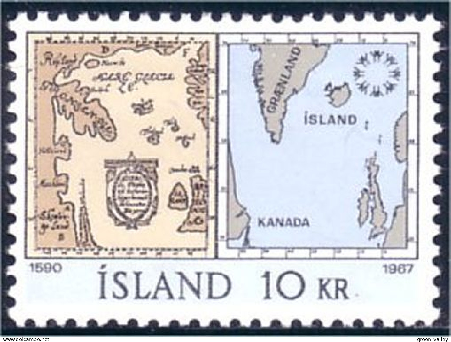 496 Iceland Carte Map 67 MNH ** Neuf SC (ISL-238c) - Nuovi