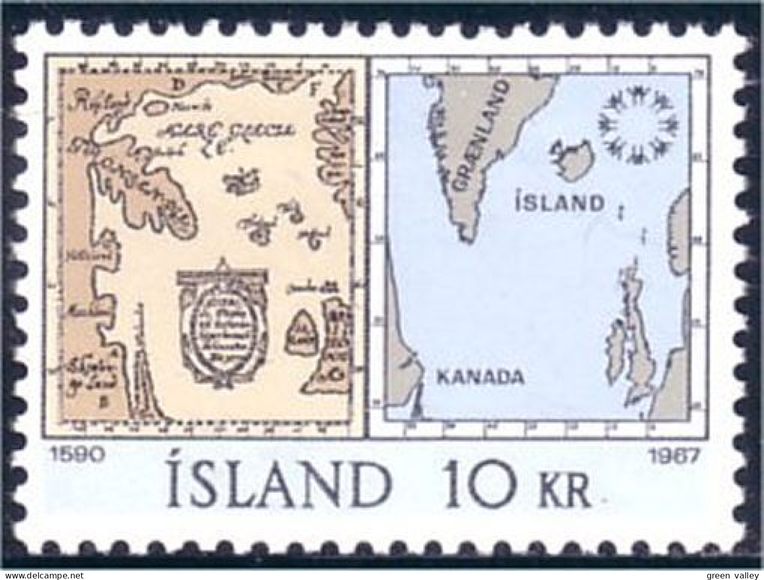 496 Iceland Carte Map 67 MNH ** Neuf SC (ISL-238c) - Ungebraucht