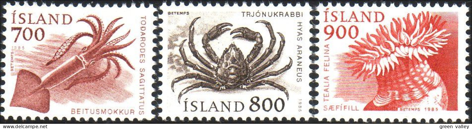 496 Iceland Crab Calamar MNH ** Neuf SC (ISL-152) - Crustaceans