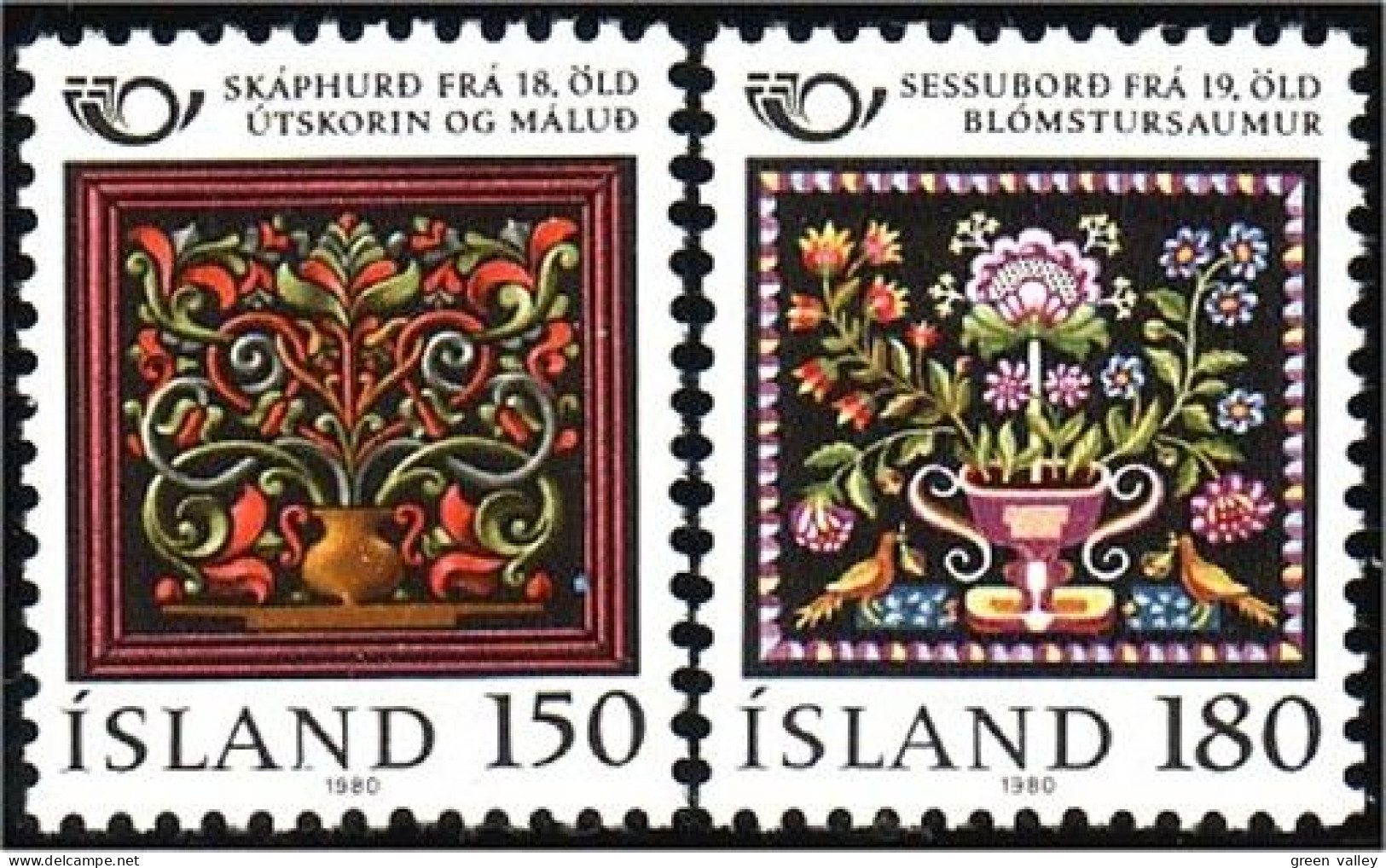 496 Iceland Carvings Embroidery MNH ** Neuf SC (ISL-136b) - Textile