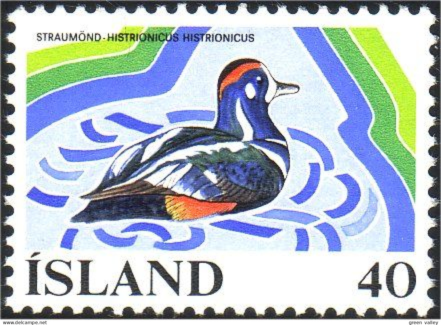 496 Iceland Duck Canard Harlequin MNH ** Neuf SC (ISL-122) - Entenvögel