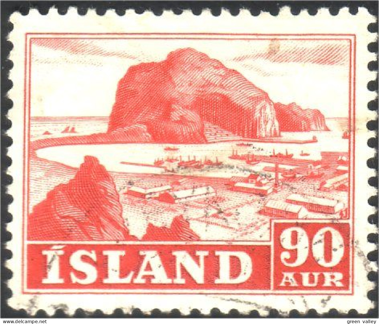 496 Iceland 90a Red Rouge (ISL-46) - Usados