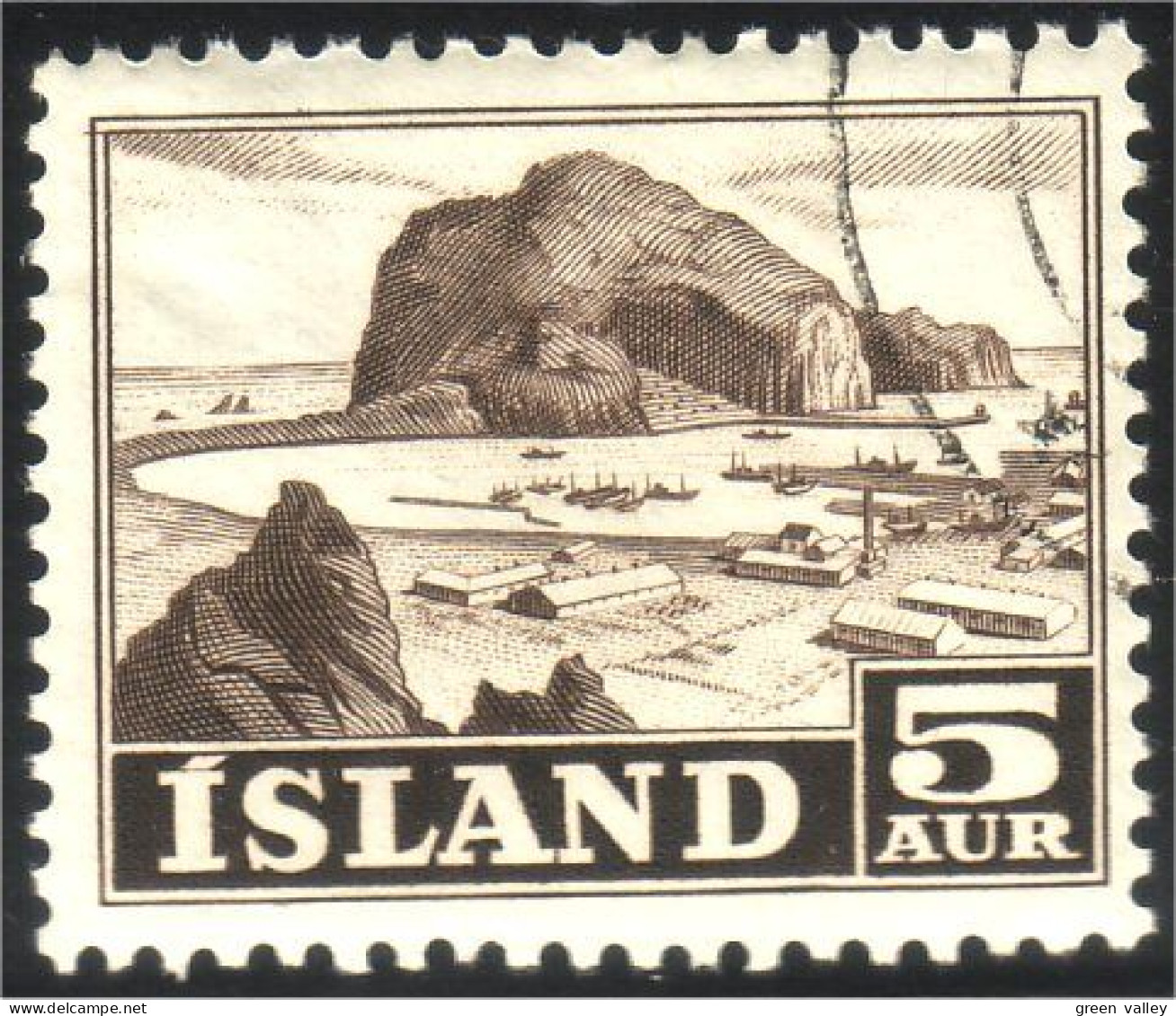 496 Iceland 5a Brun Brown (ISL-41) - Gebruikt