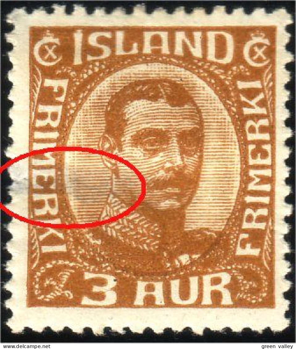 496 Iceland 2a 1920 Bister Thin MH * Neuf CH ( (ISL-10) - Unused Stamps