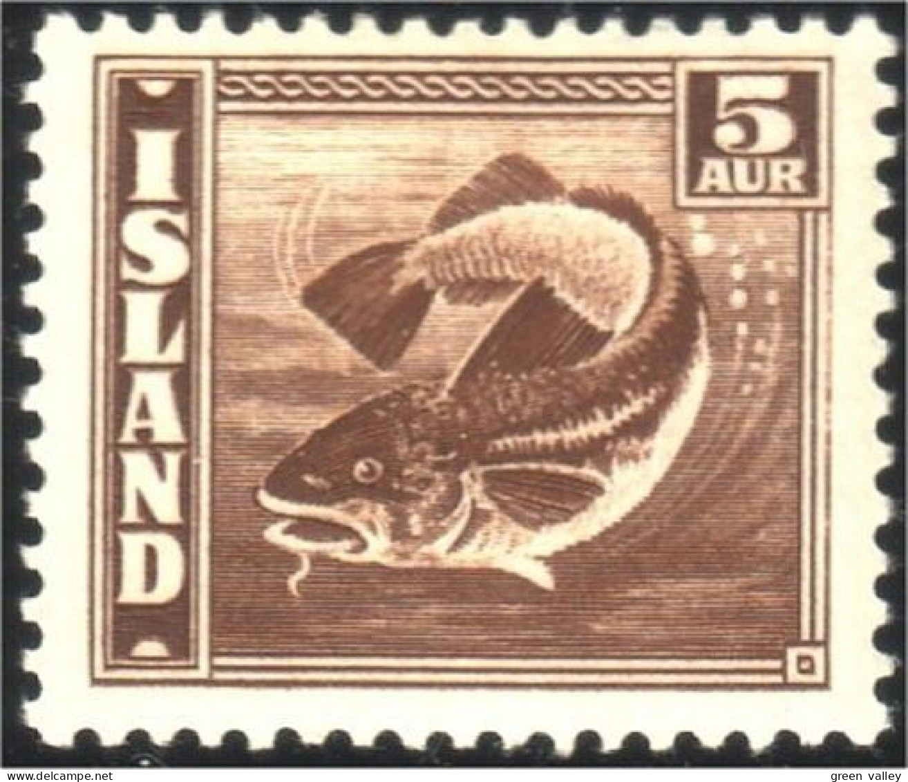 496 Iceland 5a Fish Poisson Perf 14x13.5 MH * Neuf CH (ISL-20) - Unused Stamps