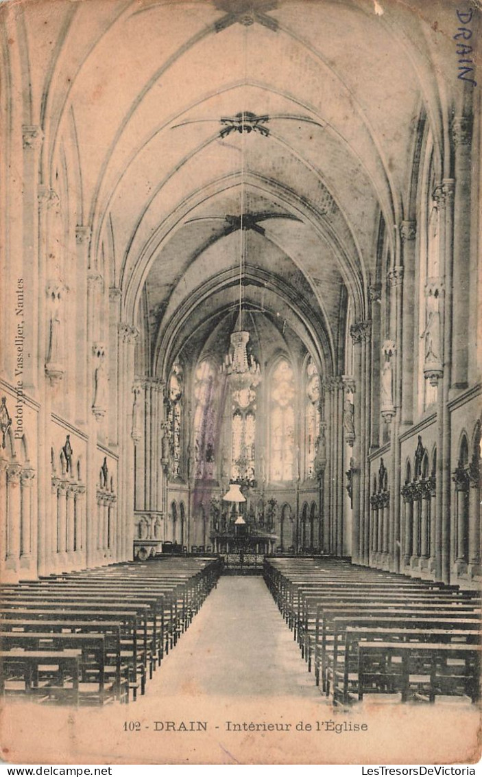 FRANCE - Drain - Vue à L'intérieur De L'église - Vue Générale - Carte Postale Ancienne - Cholet