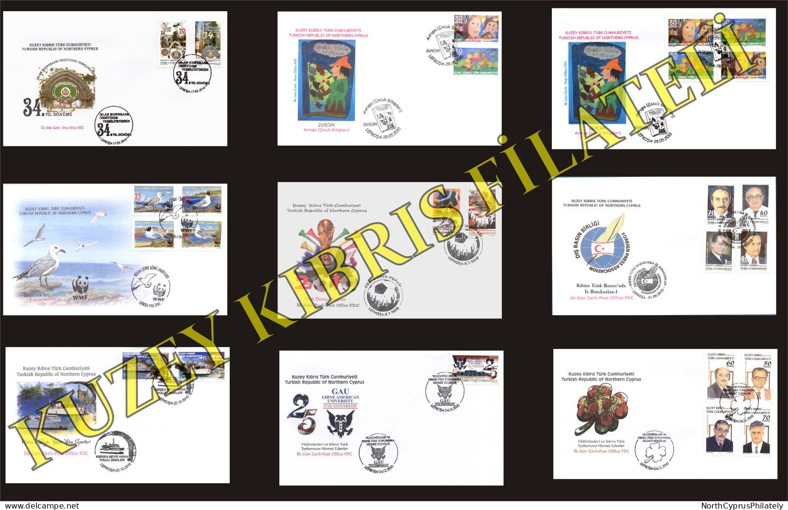 2010 TURKISH CYPRUS ZYPERN CIPRO CHYPRE "Complete Year Set Of FDC's" FDC - Storia Postale