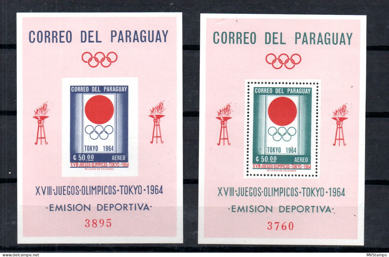 Paraguay 1964 Sheets Olympics Stamps (Michel Block 50/51) MNH - Paraguay