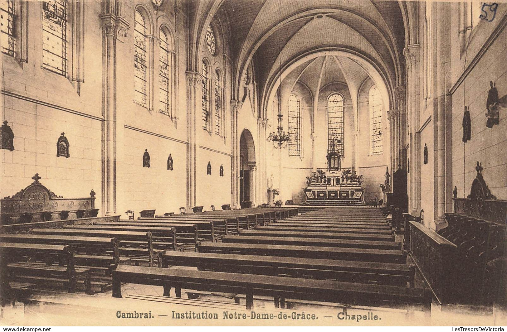 FRANCE - Cambrai - Vue à L'intérieur De La Chapelle - Institution Notre Dame De Grâce  - Carte Postale Ancienne - Cambrai