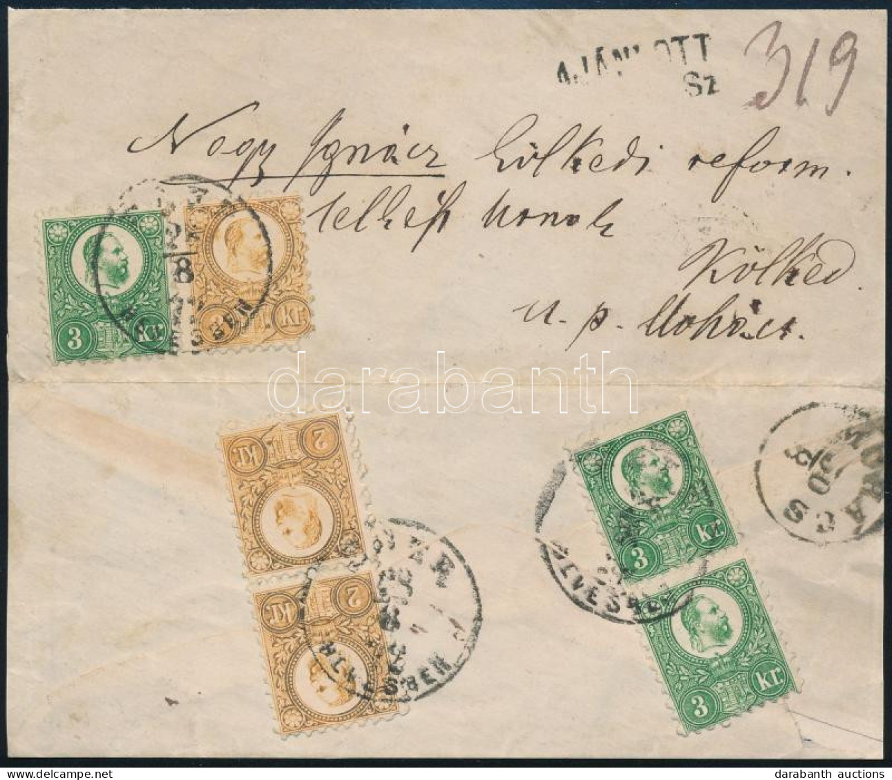 1872 Ajánlott Levél Réznyomat 3 X 2kr + 3 X 3kr Bérmentesítéssel "EGER / HEVESBEN" - Kölked, Kiállítási Célból Szétnyitv - Altri & Non Classificati