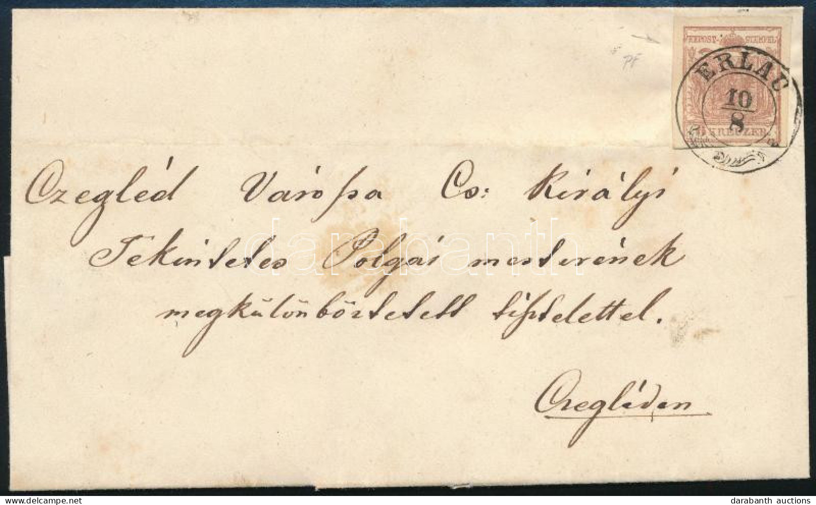 ~1850 Levél 6kr Bérmentesítéssel "ERLAU" - "CZEGLÉD" - Sonstige & Ohne Zuordnung