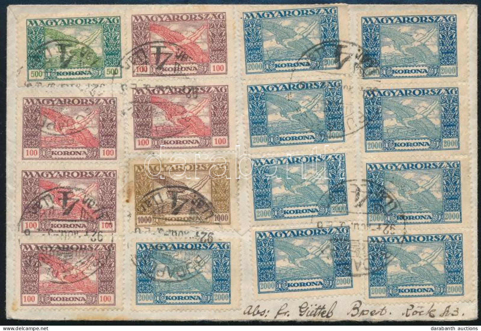 1924 Légi Levél 19 Bélyeges Ikarusz Bérmentesítéssel Közte 11 X 2.000K, BUDAPEST-MÜNCHEN Légiposta Irányító Bélyegzéssel - Other & Unclassified