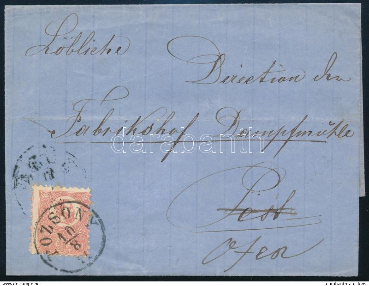 1871 Levél Kőnyomat 5kr Bérmentesítéssel "POZSONY" Kiállítási Minőségben - Autres & Non Classés