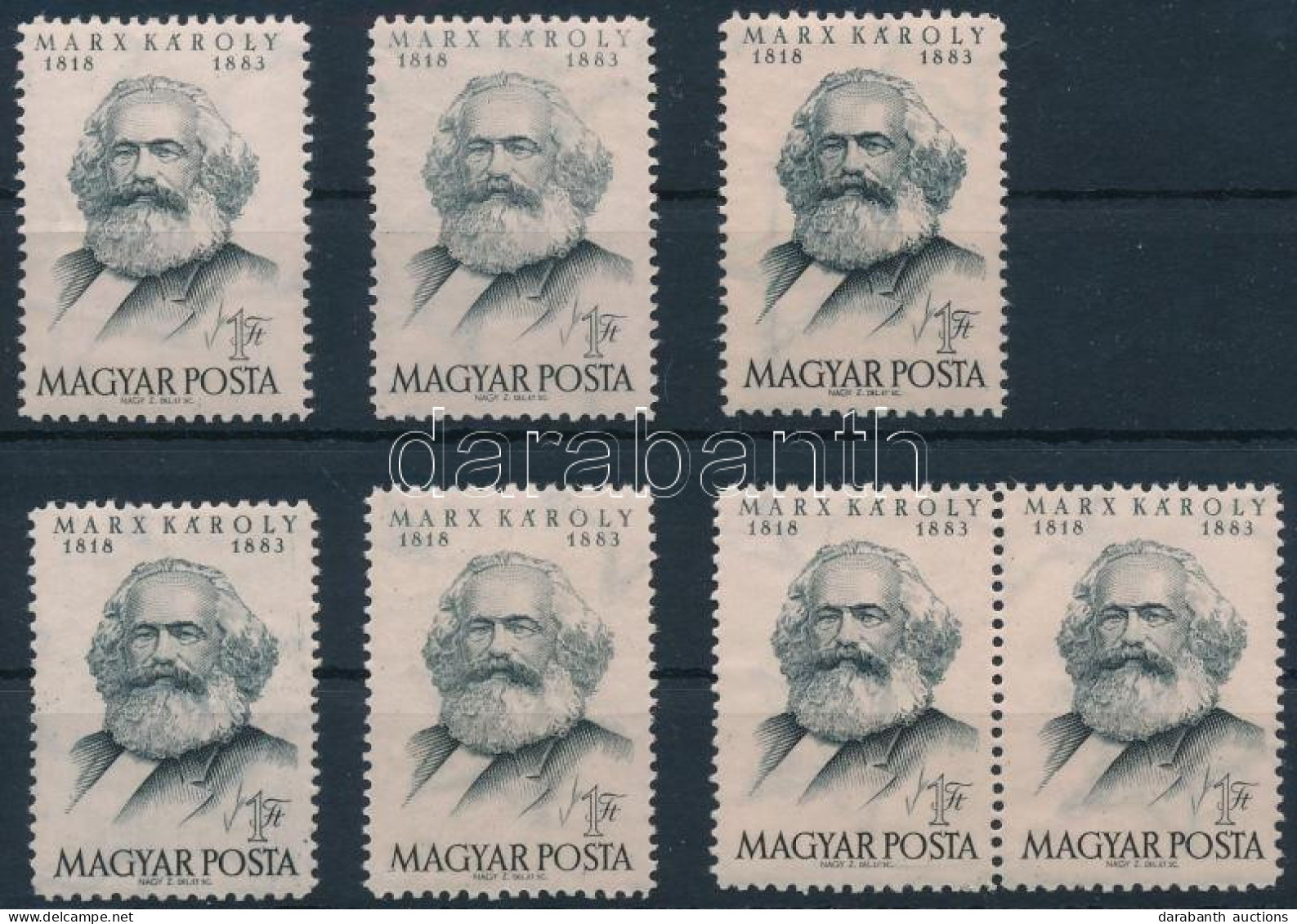 ** 1953 Marx Bélyeg Változatai: Normál, Halvány Ill. Erős Tónusú, Alacsonyabb és Magasabb, Szélesebb + Normál Pár, össze - Other & Unclassified