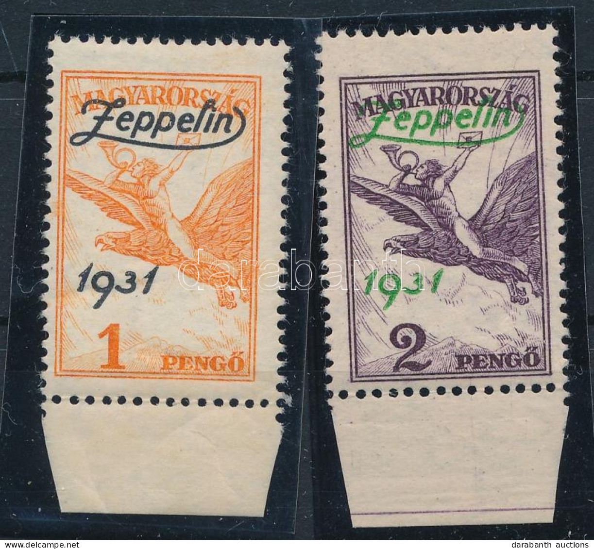 ** 1931 Zeppelin ívszéli Sor (1P Ráncok / Creases) (30.000) - Andere & Zonder Classificatie