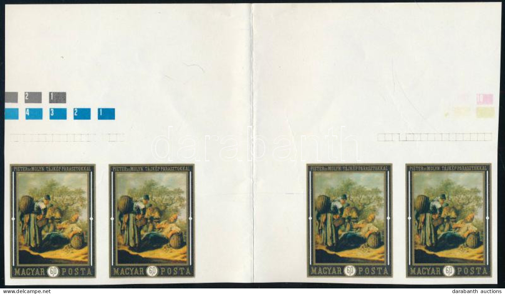 (*) 1969 Festmények 60f Vágott Gumi Nélküli 4-es Csík óriási ívszéllel és Nyomdai Jelzésekkel - Other & Unclassified