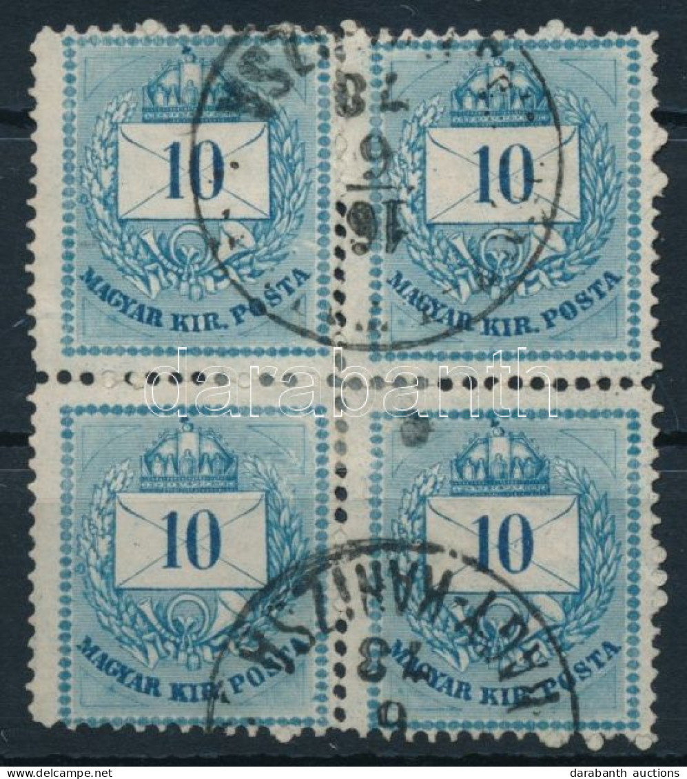 O 1874 Színesszámú 10kr 4-es Tömbben 13-as Fogazással "PÉNZ-UTALVÁNY / NAGY-KANIZSA" (Gudlin 250 P)(fogelválás Javítva / - Otros & Sin Clasificación