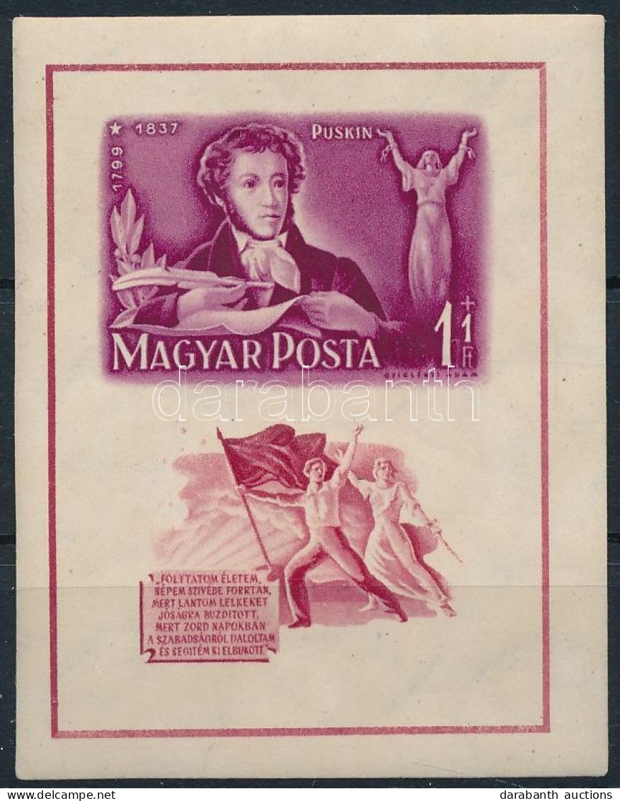 ** 1949 Puskin Vágott Blokk (4.000) - Other & Unclassified