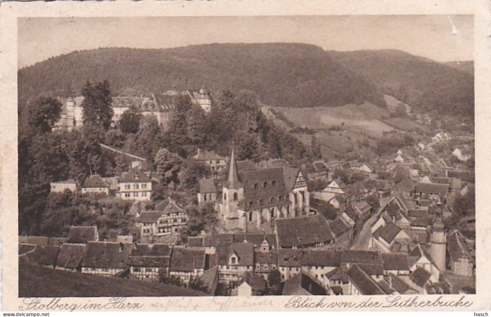 3728	293	Stolberg, Blick Von Der Lutherbuche (falte Im Ecken) - Stolberg (Harz)