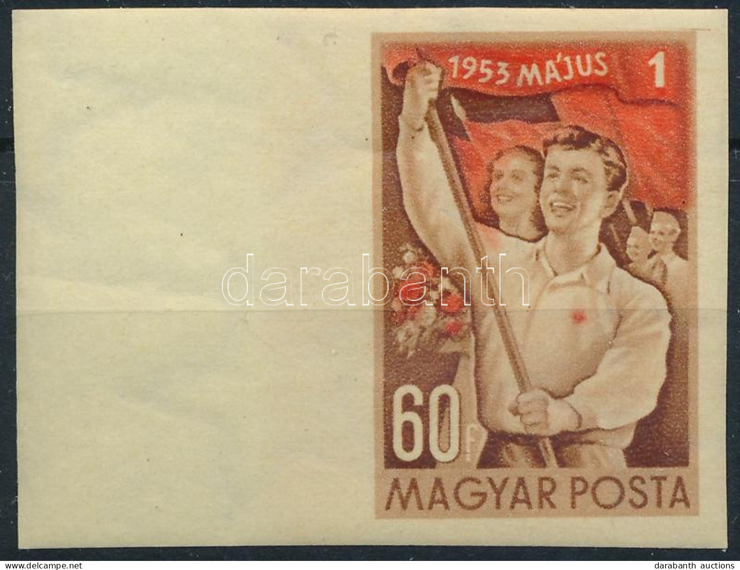 ** 1953 Május 1. ívszéli Vágott Bélyeg (8.000) - Other & Unclassified