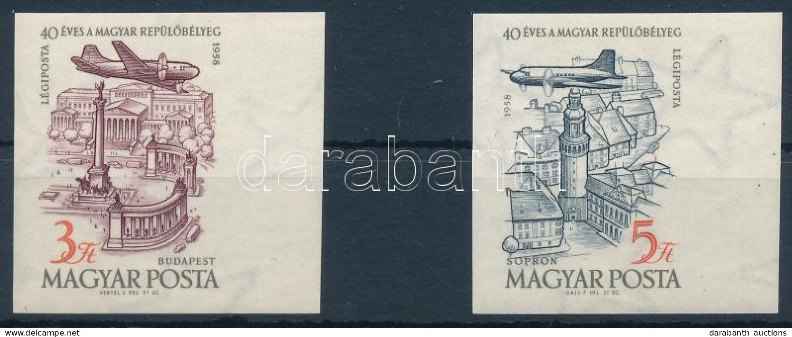 ** 1958 40 éves A Magyar Repülőbélyeg ívszéli Vágott Sor (5.000) - Other & Unclassified