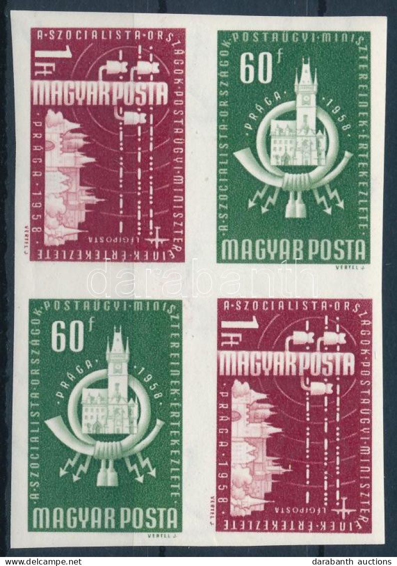 ** 1958 A Szocialista Országok Postaügyi Minisztereinek értekezlete (I.) - Prága Vágott Sor Négyestömbben (6.000) - Sonstige & Ohne Zuordnung