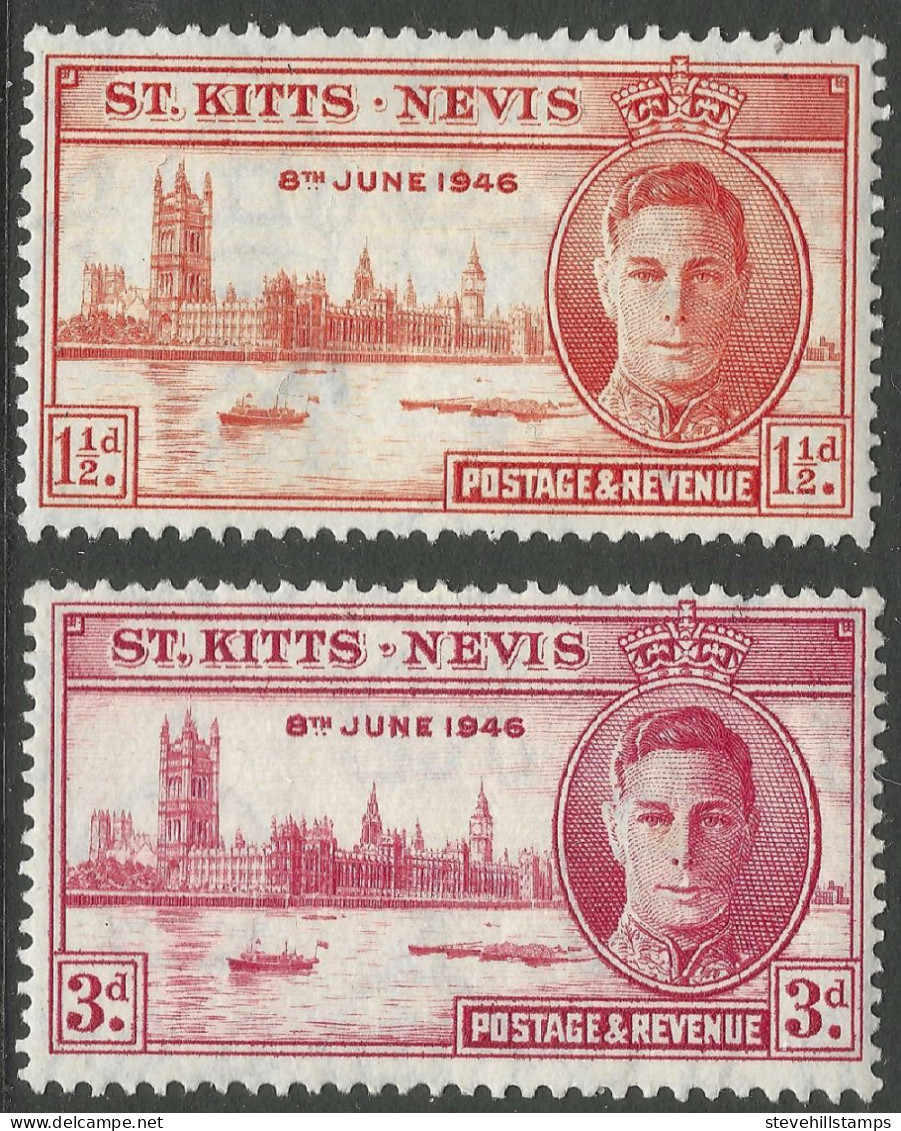 St Kitts-Nevis. 1946 Victory. MH Complete Set. SG 78-79. M3085 - St.Christopher-Nevis-Anguilla (...-1980)