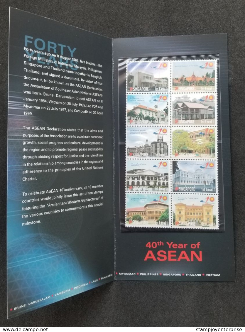 Singapore Joint Issue 40th Year Of ASEAN 2007 Building (p. Pack) MNH - Singapur (1959-...)