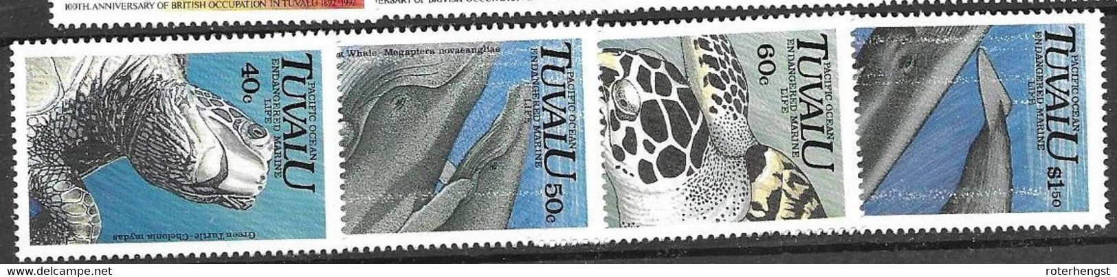 Tuvalu Mnh ** 11 Euros 1991 Turtles And Dolphin Set - Tuvalu (fr. Elliceinseln)