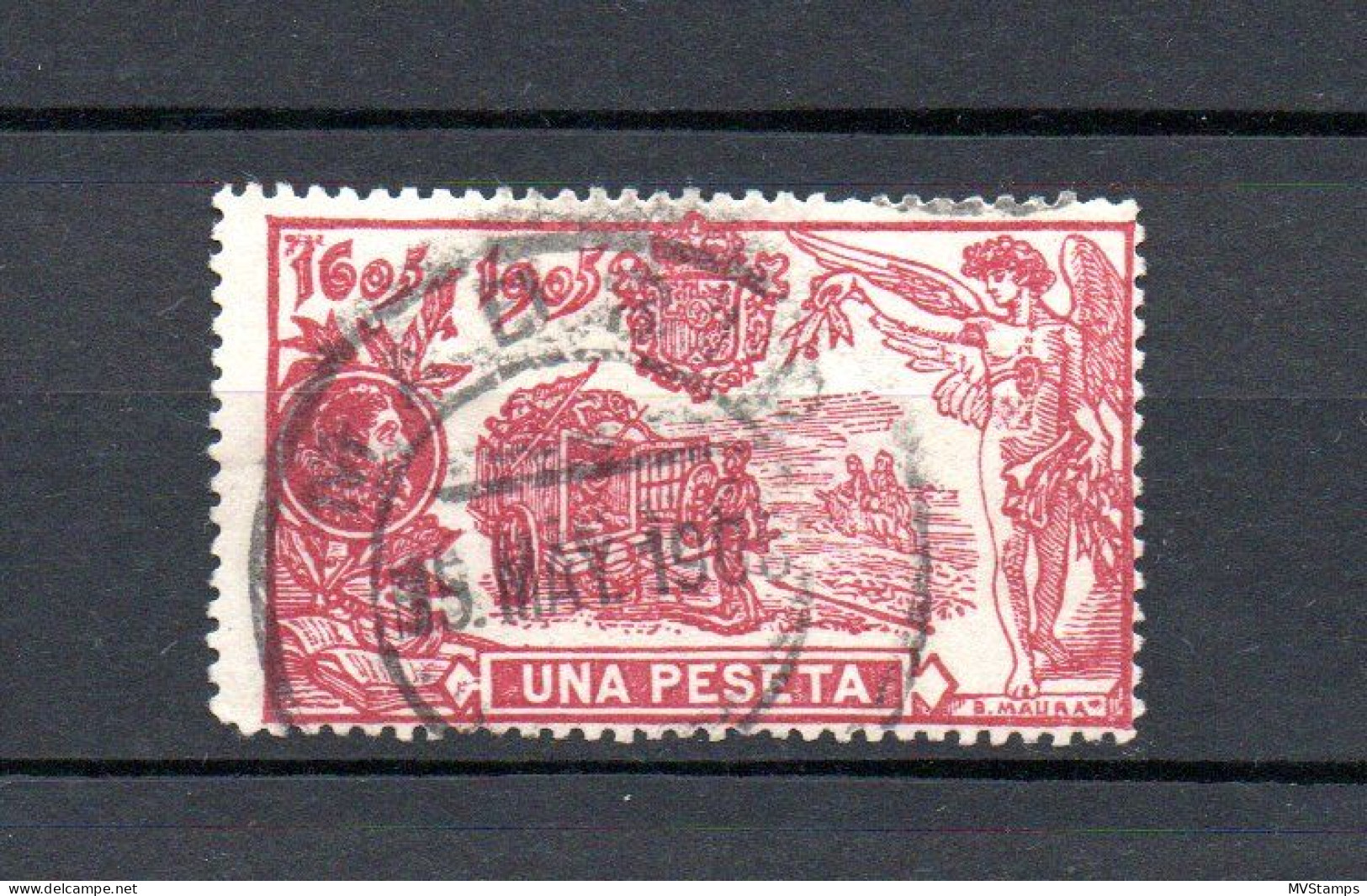 Spain 1905 Old 1 Peseta Don Quijote Stamps (Michel 227) Nice Used - Oblitérés