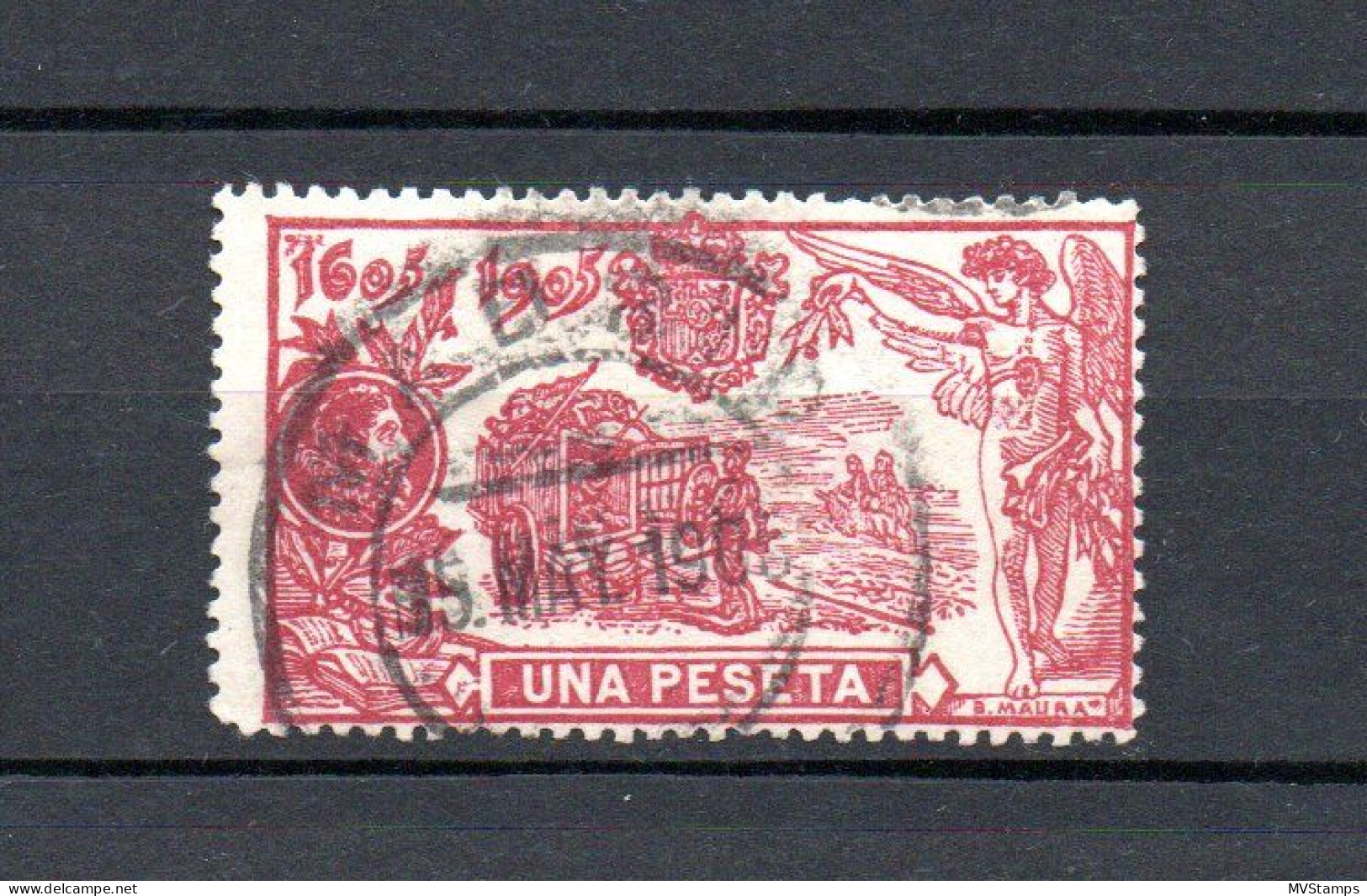 Spain 1905 Old 1 Peseta Don Quijote Stamps (Michel 227) Nice Used - Usados